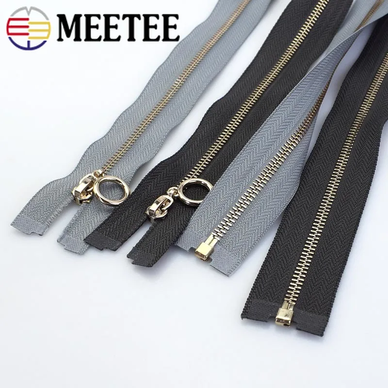 Meetee 2/5 шт 3#70 см с металлическими заклепками; туфли-лодочки на молнии, Fermeture застежкой-молнией A Coudre с открытым концом застёжка-молния для шитья DIY аксессуары для одежды KY2135