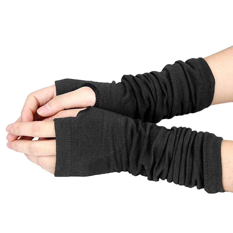 

Men Women Unisex Knitted Fingerless Gloves Soft Warm Long Mitten warm Winter