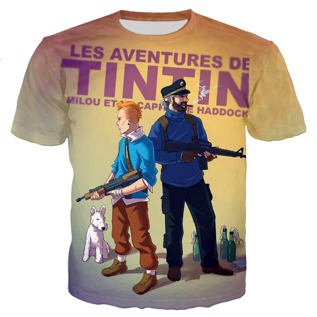

Tintin men/women New fashion cool 3D printed t-shirts casual Harajuku style tshirt streetwear tops dropshipping