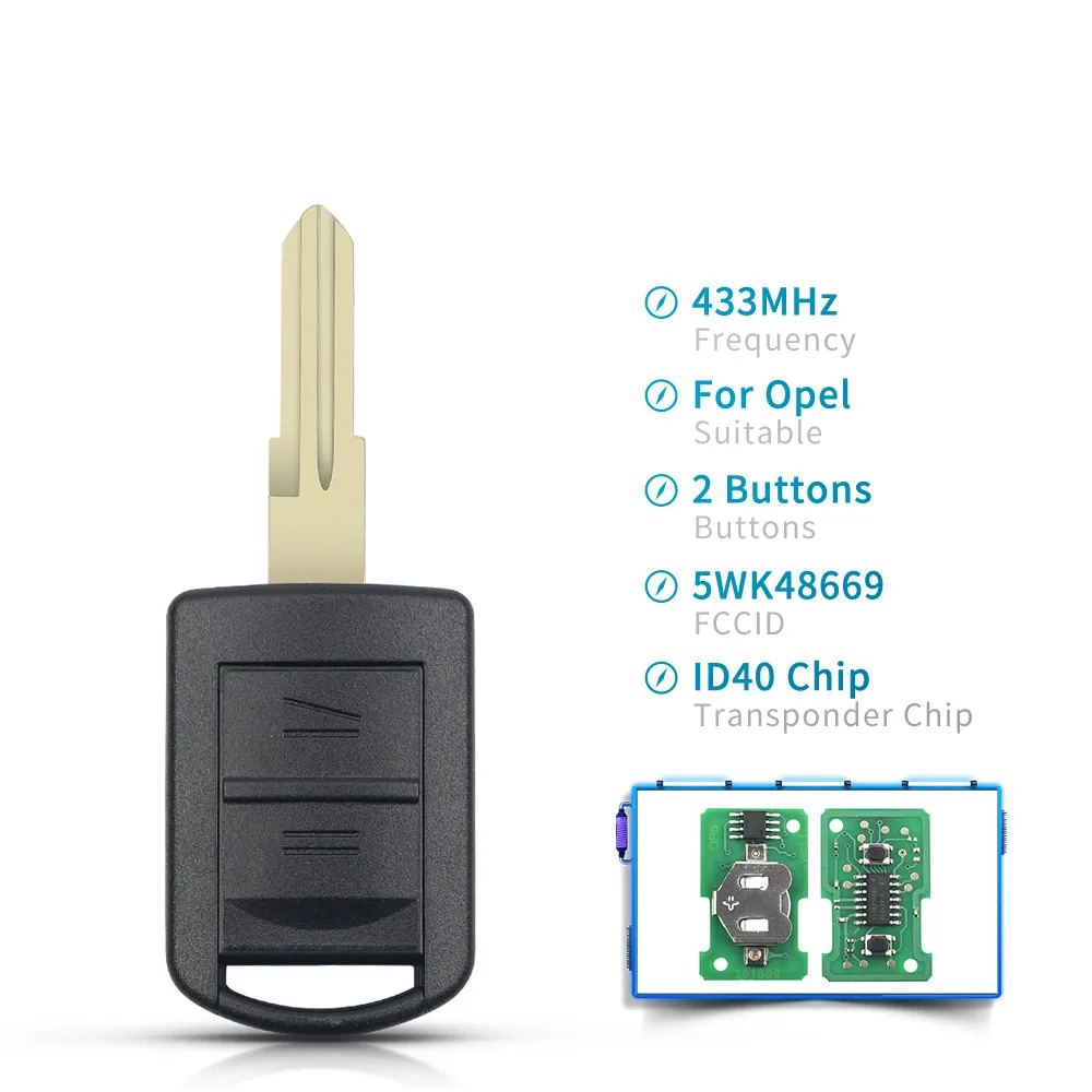 

5WK48669 Smart Car Key Fob Uncut ID40 Chip 433Mhz Remote Control Key For Vauxhall For Opel Corsa C Meriva Tigra Combo Van