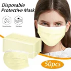 50 шт желтый ушной одноразовые маски для лица для Хэллоуина Косплэй дышащая Пылезащитная ткань Masker 3 слоя Фильтр Mascarillas