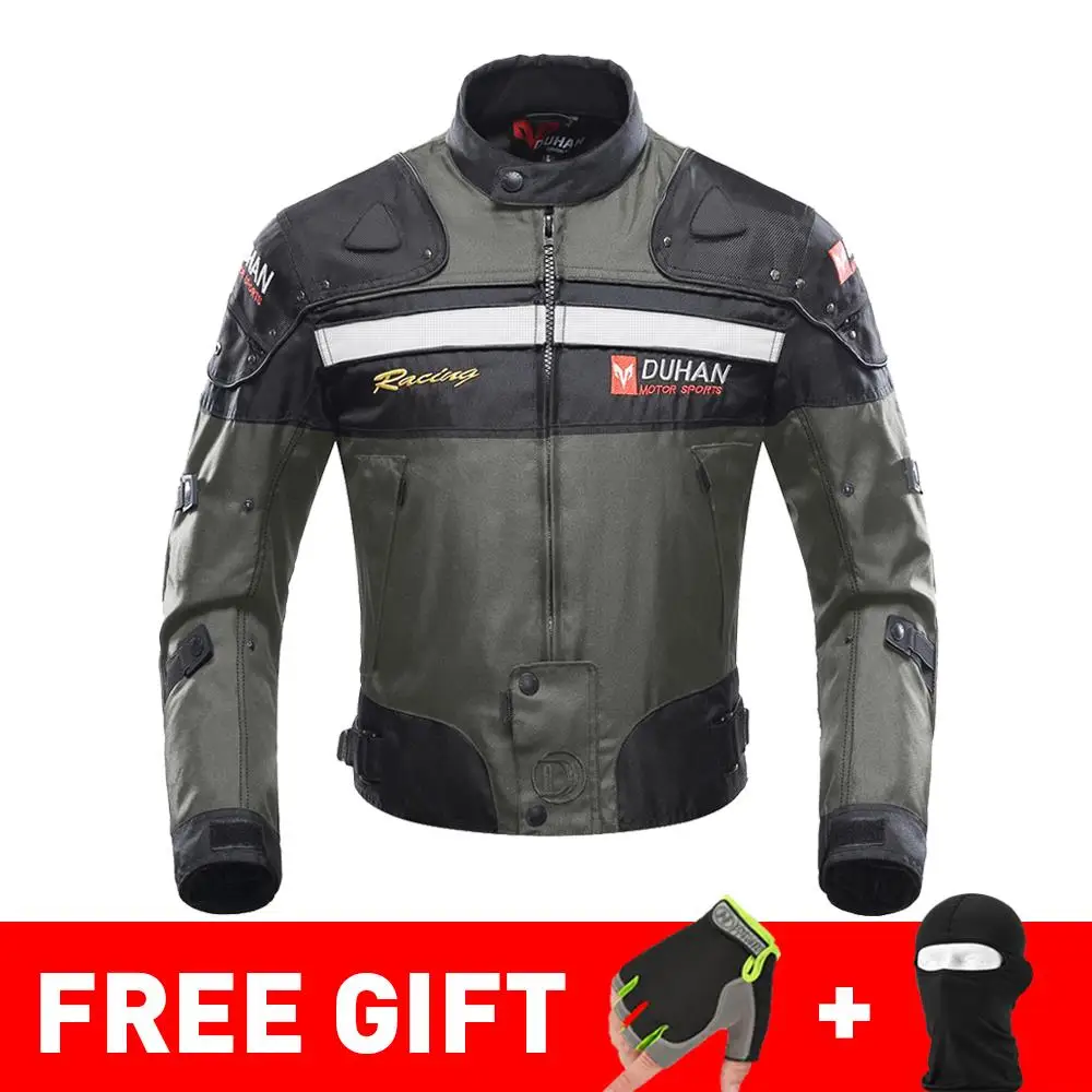 020 Grey Jacket DUHAN осень зима морозостойкая Мотоциклетная Куртка Мото+ протектор мотоциклетные штаны мото костюм туристическая одежда защитный комплект - Цвет: 020 Grey Jacket