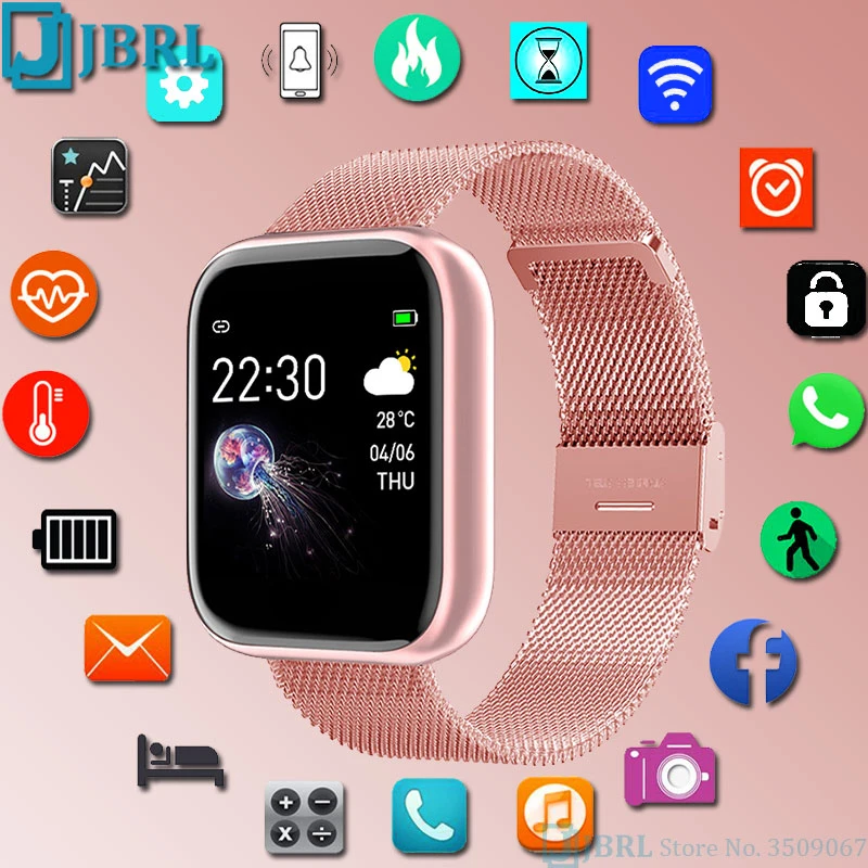 Relógio de Pulso Esportivo de Aço Smartver Feminino Quadrado Eletrônico Inoxidável