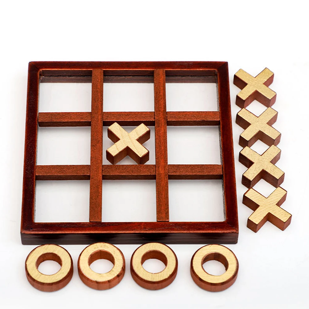 

Child Educational Classic Puzzle OX Chess Board Interaction Toys Wooden Brain Board Game Family OX Chess Games Set For Kids Gift