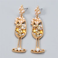 jujia cute imitation pearl bottle shaped earrings for women girls charm pendant earrings fashion jewelry wedding gifts
