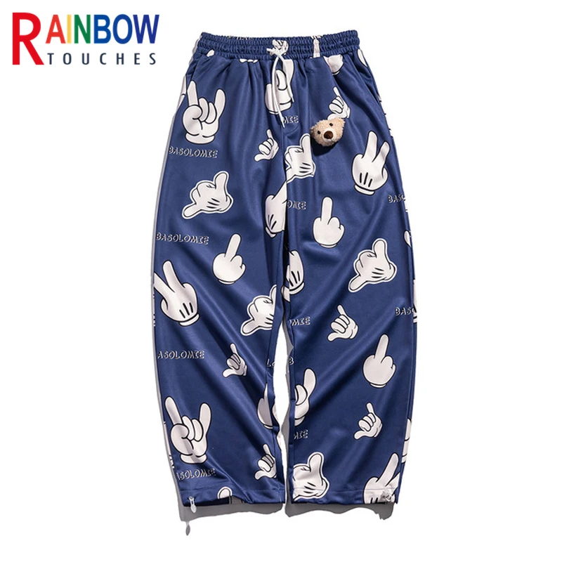 

Rainbowtouches Straight Wide Leg Pants Men's Drop Sports Pants Hip Hop Couple Loose Bear Decoration Trousers Aesthetic Pants