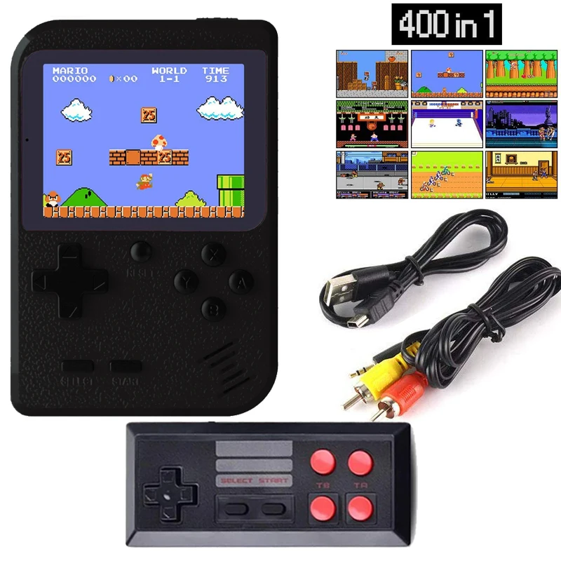 Black Tiptop 400 В 1 игры мини портативный игровой плеер Ретро SUP плюс Ретро видео игровая консоль 400 классические игры в 1 для двух игроков - Цвет: Black