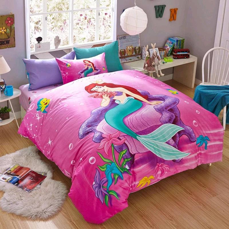 Disney Little Mermaid Bedding Girl Children Bedroom Decoration Down Duvet Quilt Cover Sheet Pillowcase 3-piece Set 4-piece Set