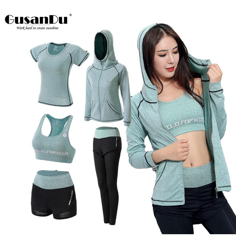 

2/3/5PCS Seamless Women Yoga Set Workout Sportswear Gym Clothing Fitness Long Sleeve Crop Top High Waist Leggings Sports Suits