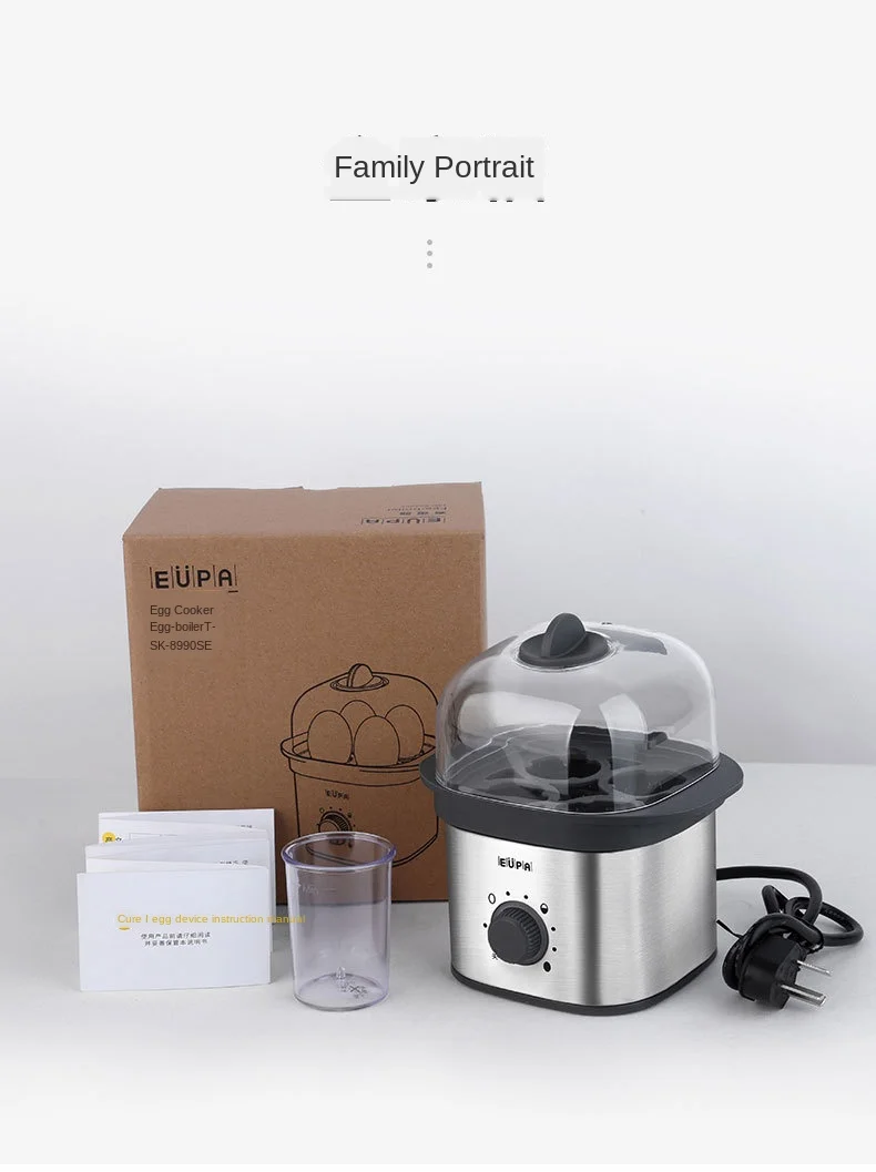 

220V Electric Egg Boiler Stainless Steel Automatic Egg Cooker Household Mini Steamed Custard Cooking Pot Breakfast Machine