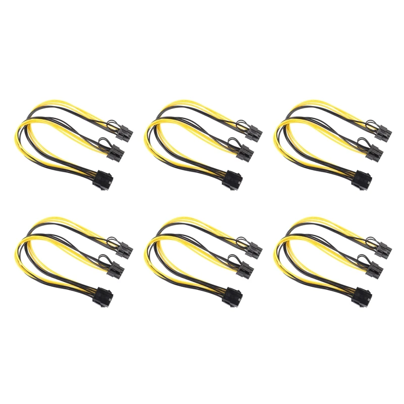 

6 шт. PCIE 8-контактный двойной 8-контактный (6 + 2) контактный кабель, графическая карта, адаптер питания, кабель PCI-Express, кабель-разветвитель, 30 см
