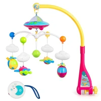 baby rattles crib mobiles toy holder rotating mobile bed bell musical box projection starry with remote control light music