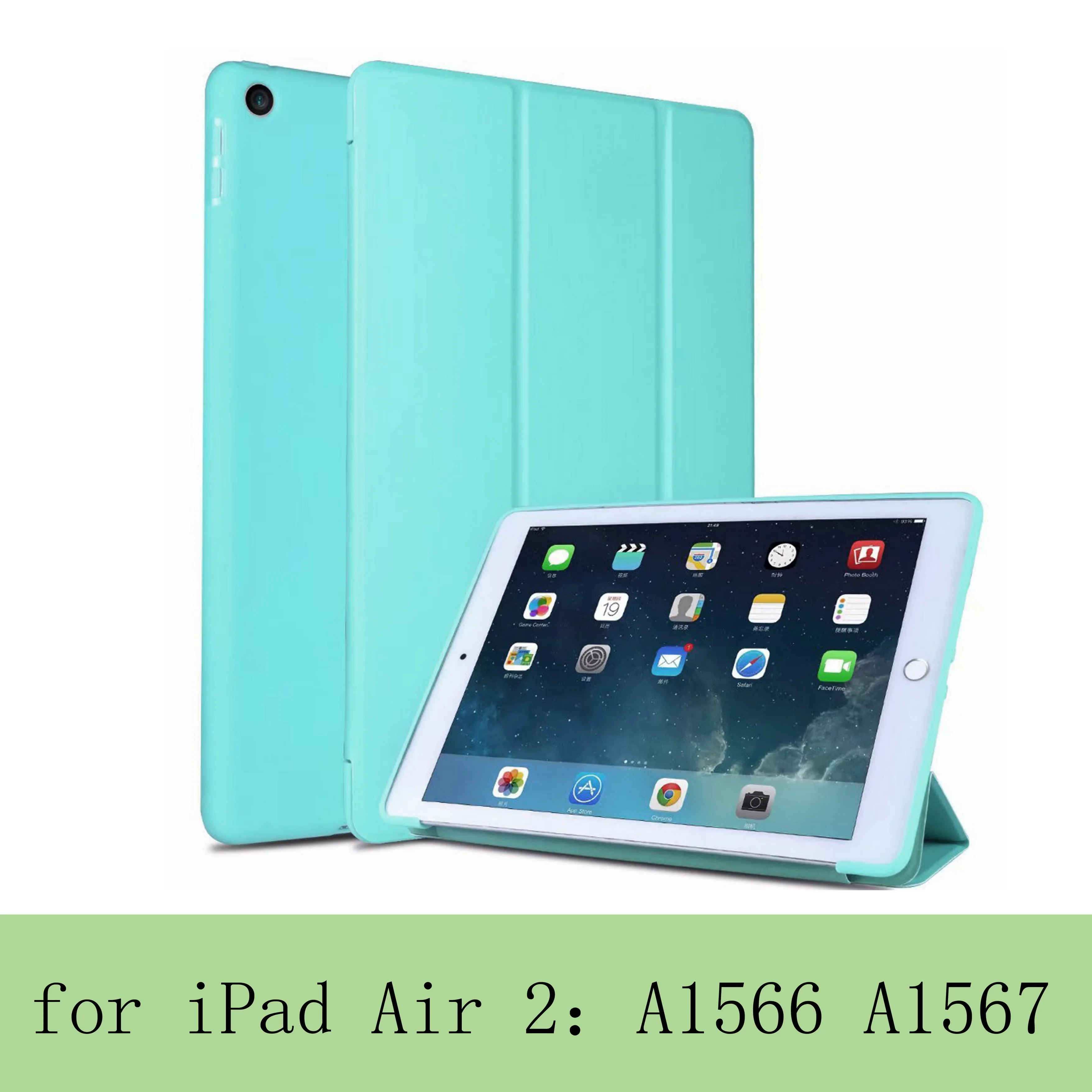 Чехол для iPad 9,7 / 6-го поколения Air 1 2 из искусственной кожи с магнитной застежкой на переднюю панель Smart sleep wake up - Цвет: Green-L-FW-Air 2