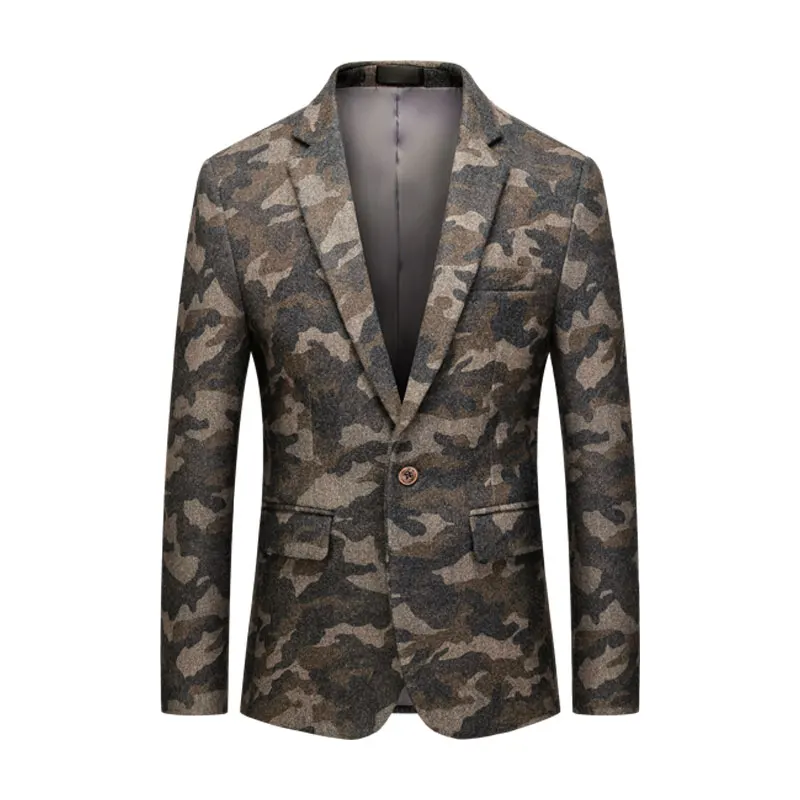 

Sale Camouflage Printed Hot Blazer Men New Arrivals Slim Fit One Button Casual Blazers Brand Clothing Fashion Male Jacket 602