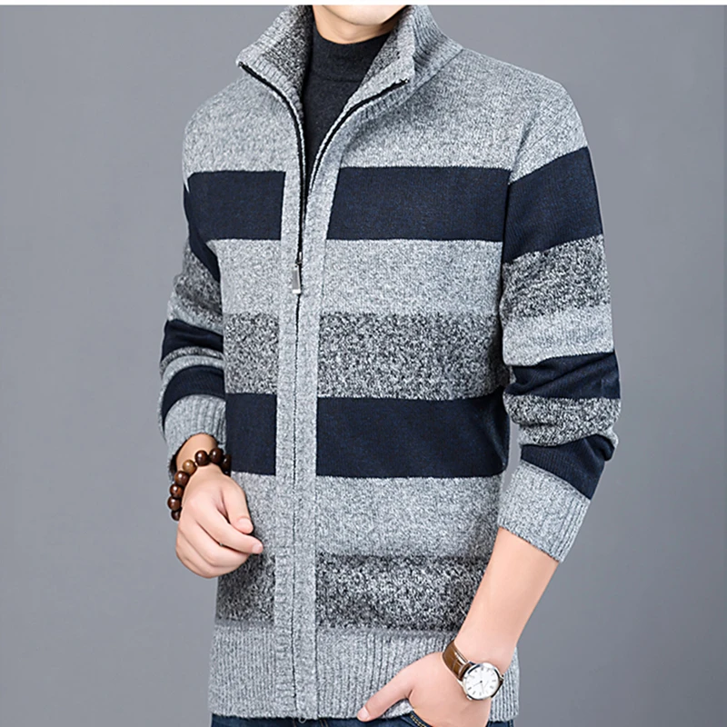 2019 толстый новый модный брендовый мужской свитер кардиган облегающие вязаные