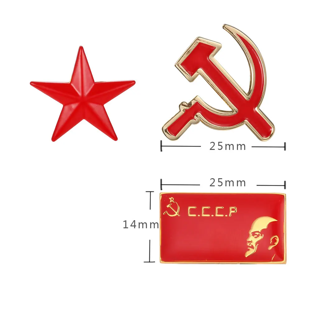 3 шт. костюм СССР русский серповидный Флаг значок Ленин классика CCCP военный Второй мировой войны брошь в виде Красной звезды на булавке