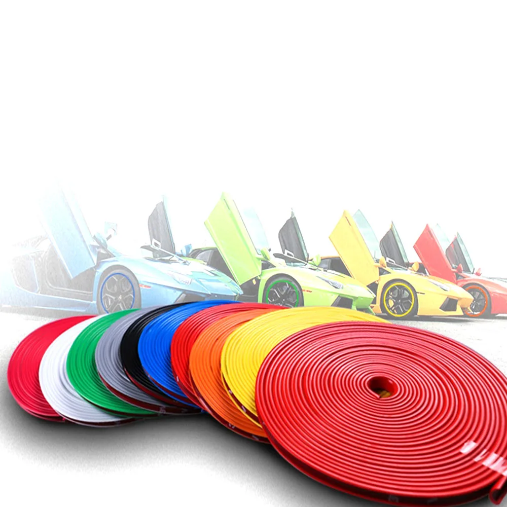 

Car Wheel Rim tire Sticker 8 Meters Wheel Decoration Auto Tire Plated Strip Protection tire Decoration strap Car Accessories