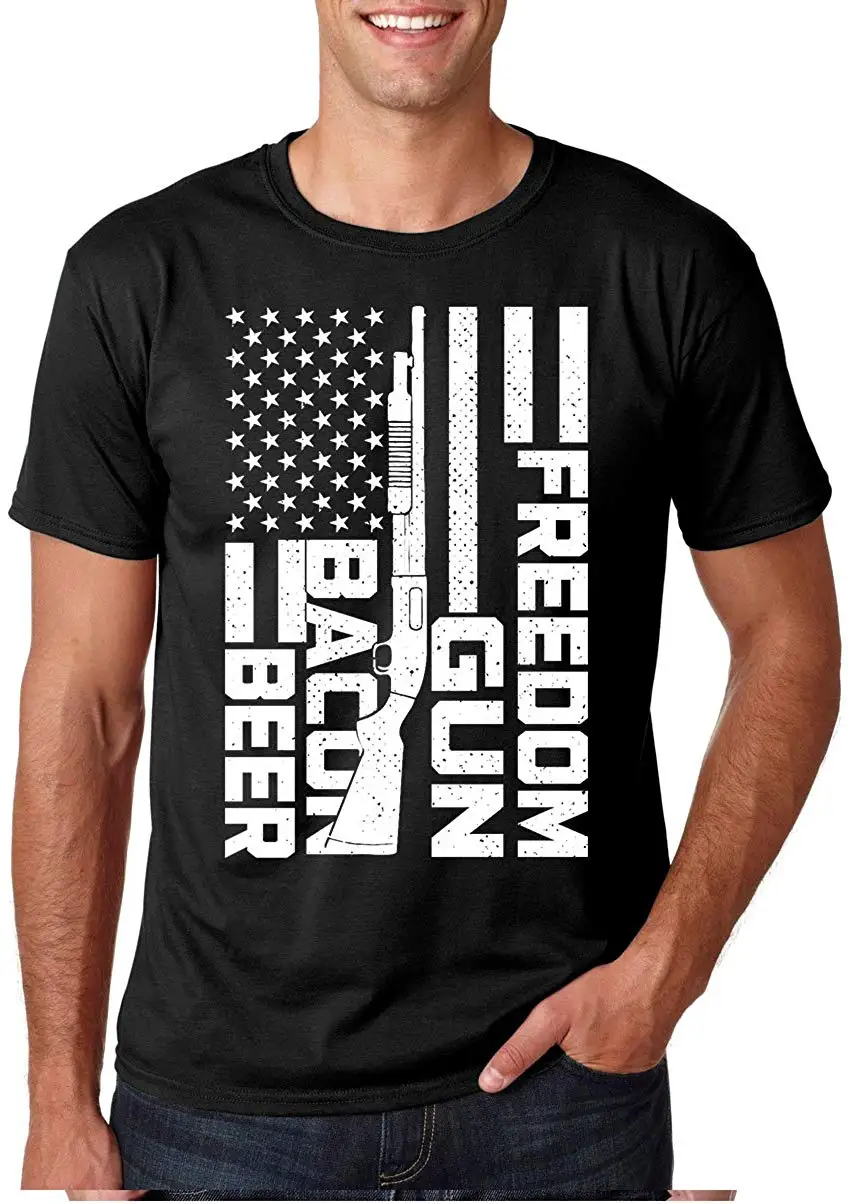 Crazy FGHFG футболки Freedom пистолеты бекон и пиво американский флаг Премиум Мужская