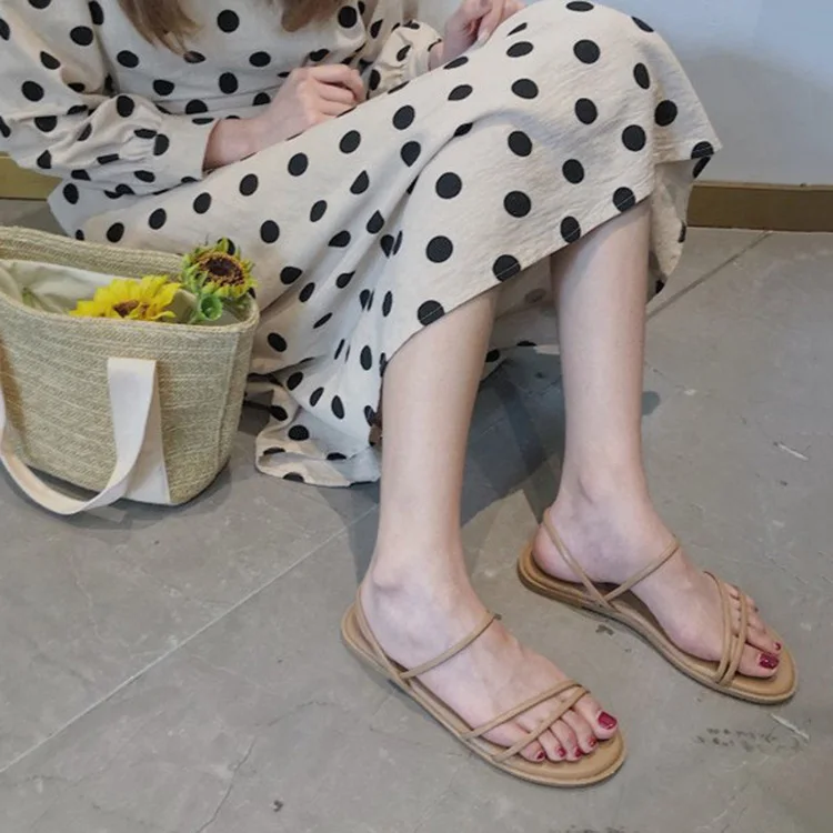 

Sandals Women's Fashion Casual Thin Belt All-match Flat-bottomed Women Sandalias Footwear