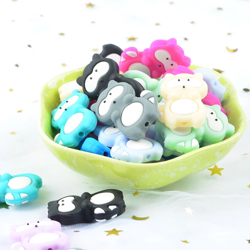 Силиконовые бусины Raccoon 10 шт./лот зубные кольца без бисфенола А в форме енота