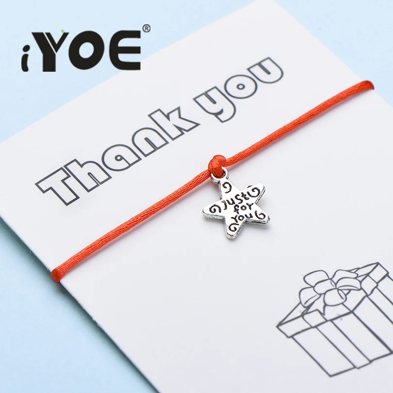 IYOE Wish Card Thank You очаровательные браслеты со звездочками для женщин и мужчин пара