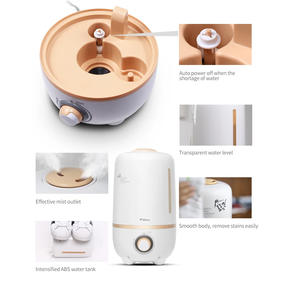 Xiaomi Deerma 4L Большой Емкости Увлажнитель воздуха для дома и офиса 250 мл/ч большой туман Арома диффузор тумана DEMF450