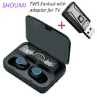 Беспроводные наушники-вкладыши, Bluetooth-наушники, водонепроницаемые сенсорные наушники CVC, снижение уровня шума, наушники с ТВ-адаптером, микрофоном для телевизионных игр F9