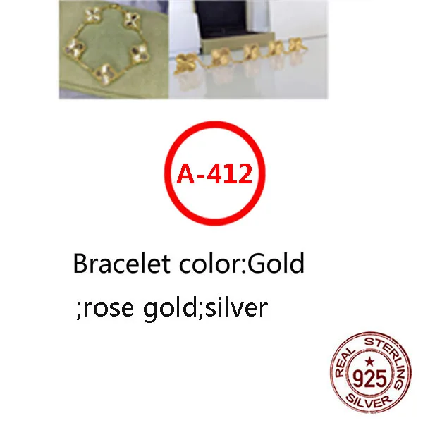 

A412 S925 sterling silver bracelet simple personality fashion style hypoallergenic 5 flower four-leaf clover shape to give