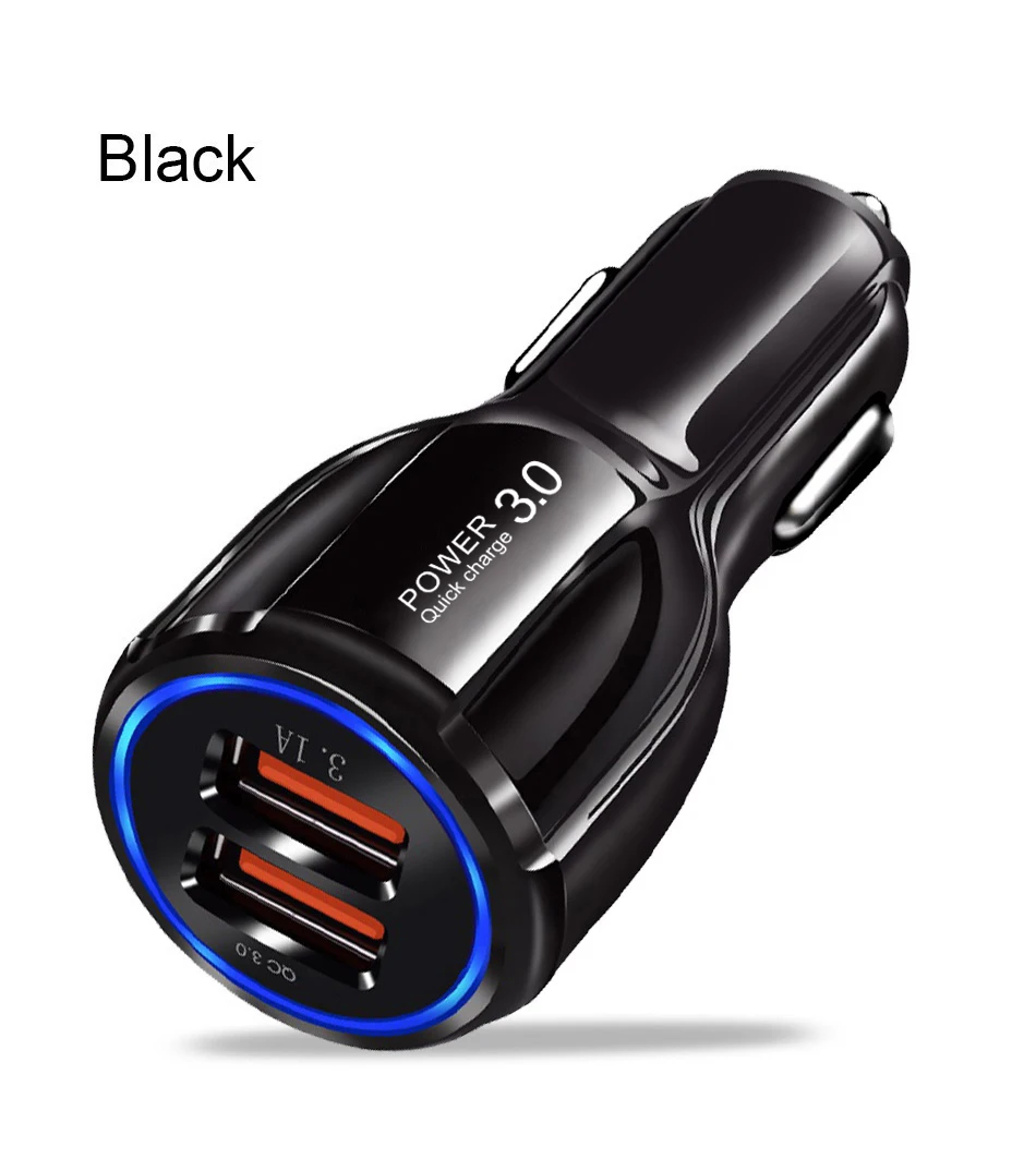 Black Автомобильное зарядное устройство Suhach Quick Charge 3,0 для iPhone, samsung, Xiaomi, быстрый автомобильный адаптер для зарядки QC 3,0 QC3.0, зарядное устройство для мобильного телефона - Тип штекера: Black