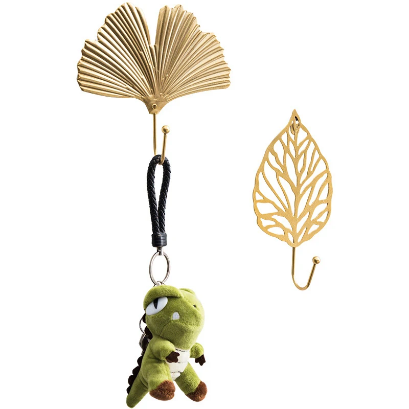 

Art Leaf Shape Hook Creatives Golden Coat Storage Rack Wall Hook Decorative For Home Living Room CANQ889