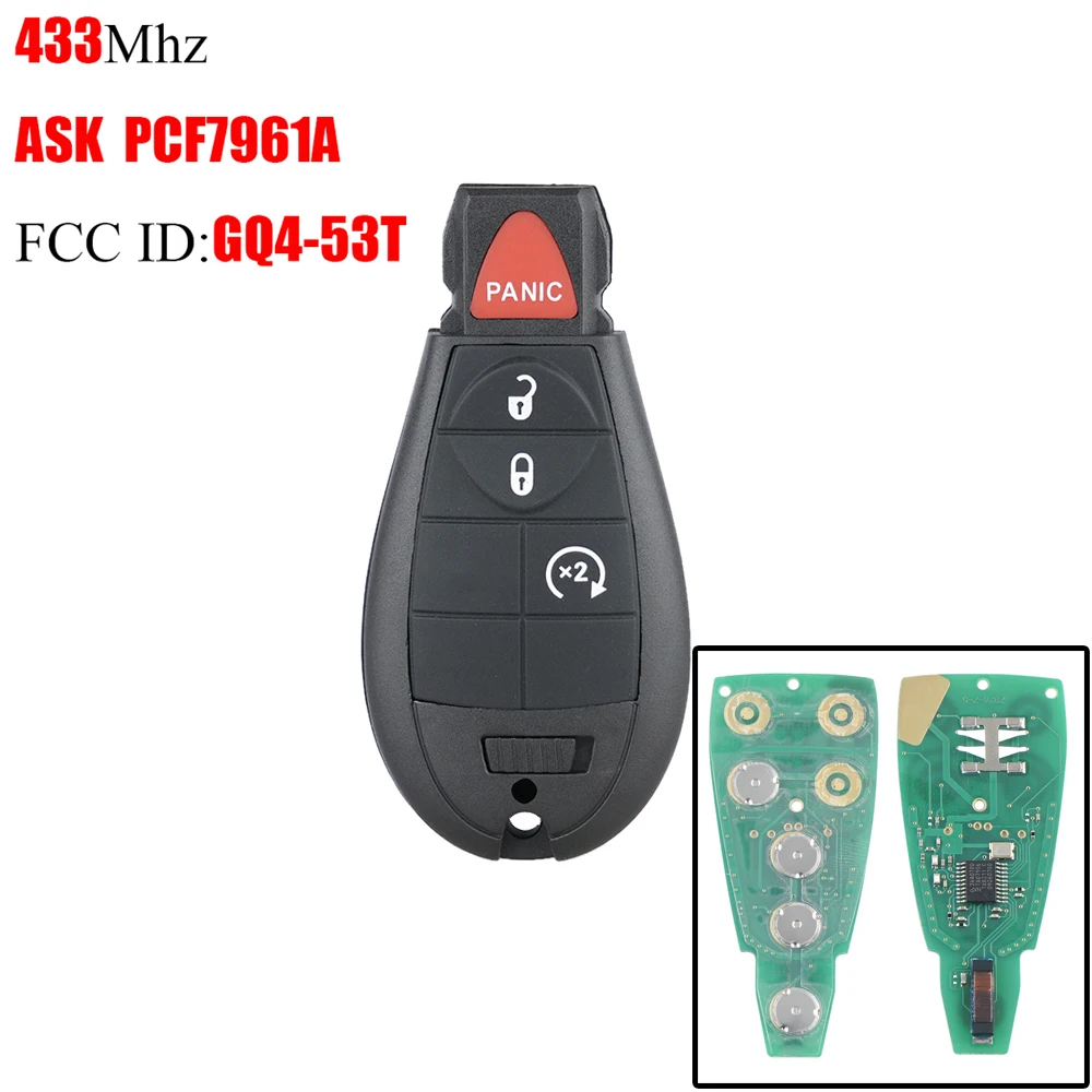 3 + 1 кнопки дистанционного ключа автомобиля для Dodge GQ4 53T 433 МГц PCF7961A чип RAM 1500 2500 3500
