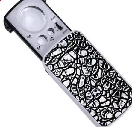 

30/60/90X Pull-Type Jewelry Magnifier Mini Pocket Hand Magnifying Glass Portable Loupe Optical Lens Tool With LED Light