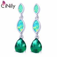 cinily created green fire opal green quartz silver plated wholesale for women jewelry gift stud earrings 1 14 oh3376
