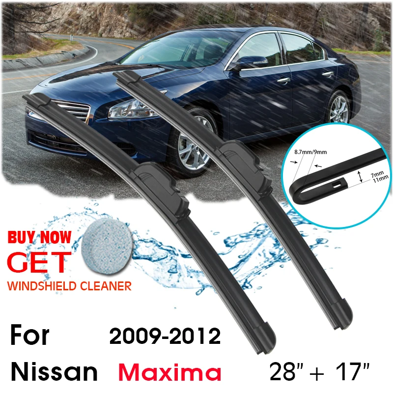 Limpiaparabrisas de goma para ventana delantera de coche, limpiaparabrisas de repuesto de silicona para Nissan Maxima 2009-2012 LHD/RHD 28 