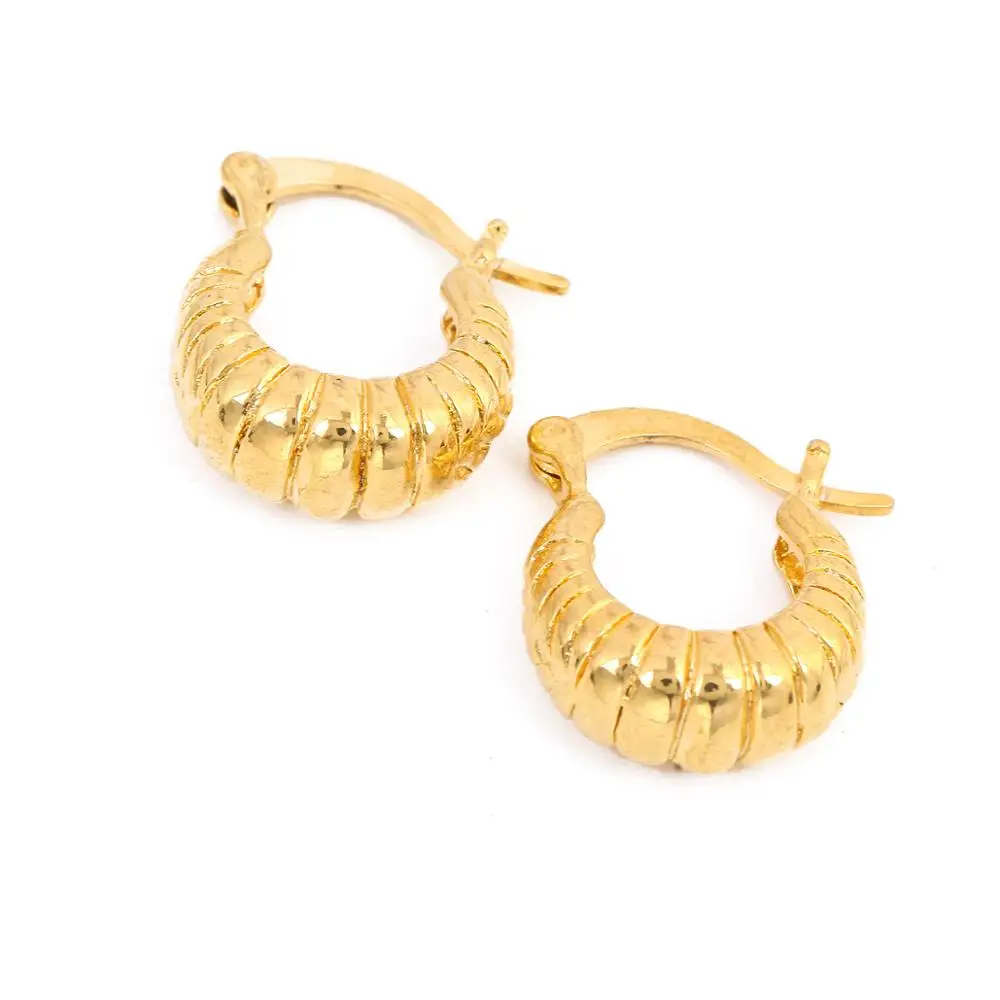 24k золотой цвет простые Стильные Модные серьги кольца для женщин и мужчин