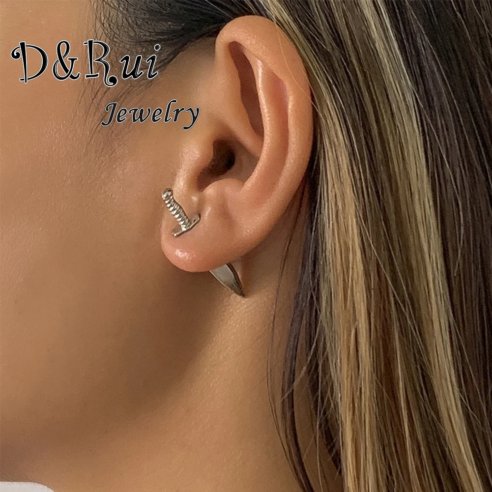 

Women's Earrings Trend Personality Ear Clip Geometric Sword-shaped Dagger Earrings Female Retro Fashion Single Ear Clip 2021 New