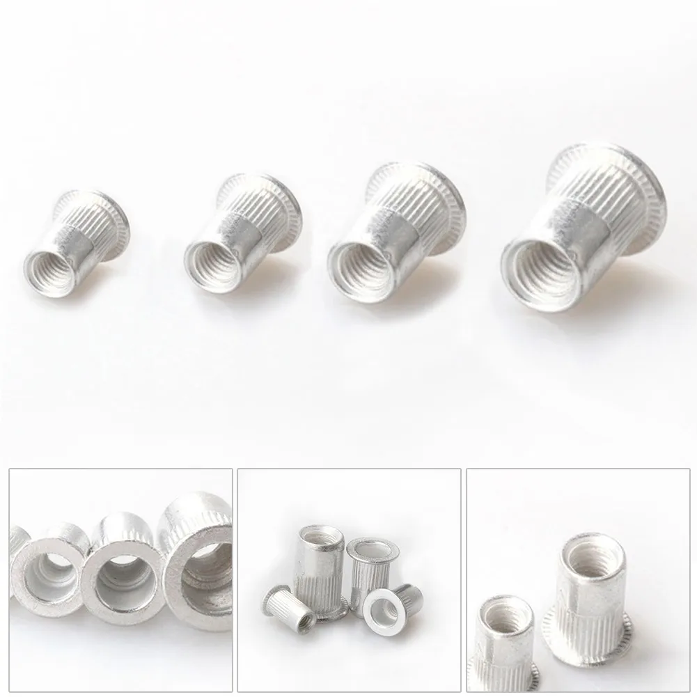 

200pcs Nuts M3/M4/M5/M6 Aluminum Flat Head Rivet Nuts Galvanized Hardware Fasteners Tools