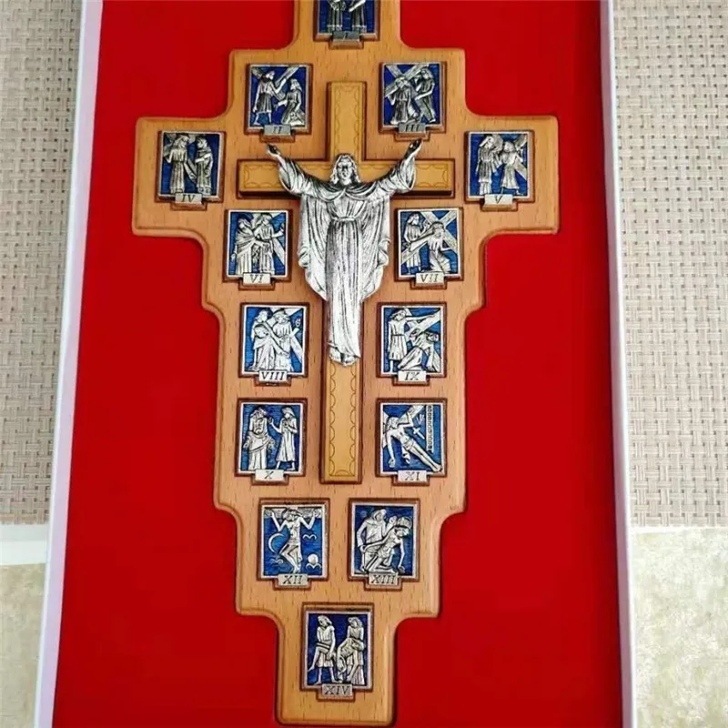 

Resurrection of Jesus cross pendant Catholic Christianity Wood Cross ornaments home decoration Religious figure statue gift