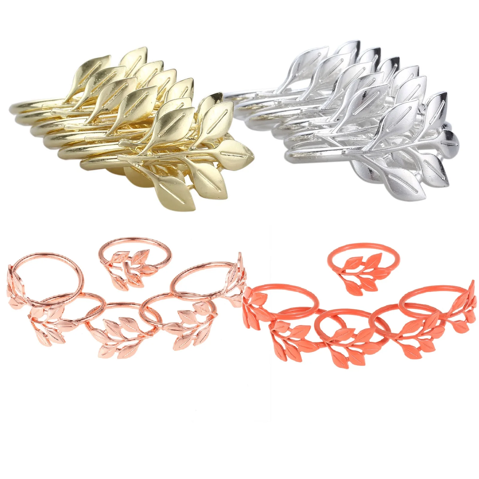 

12Pcs Maple Leaves Type Napkin Rings Christening Banquet Alloy Table Dinner Serviette Buckle Holder for Wedding Party Decoration