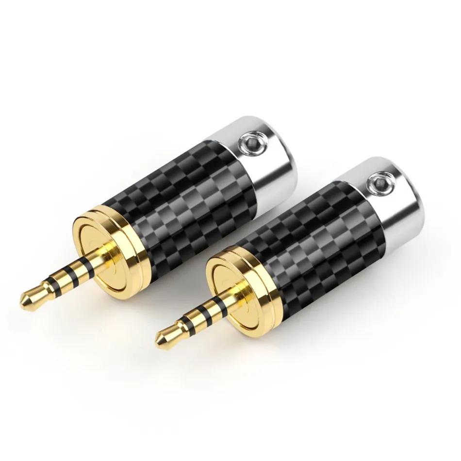 1pc 2.5mm Jack Headphone Plug 4 Pole Stereo Carbon Fiber Gold/Rhodium Plated For 7.2/4.0mm Double OD Cable Solder Wire Connector |