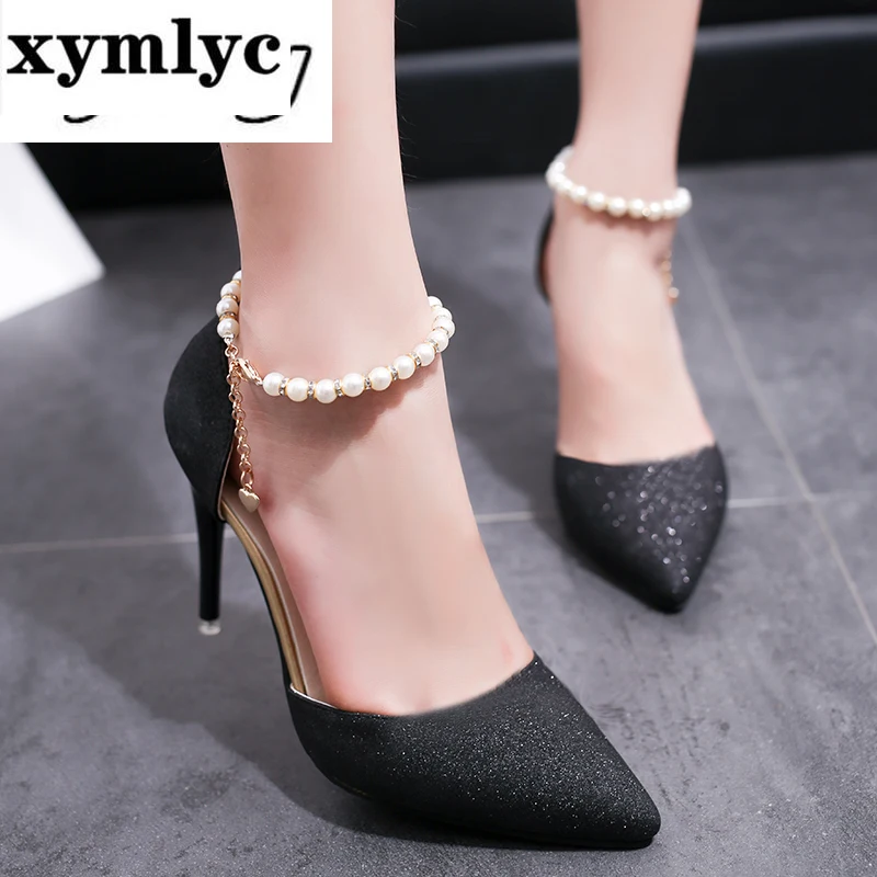 Женские босоножки на высоком каблуке xymlyc Новинка лета 2020 туфли-лодочки с острым