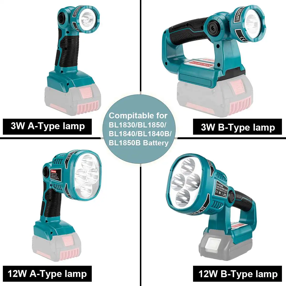 

2021 /Portable 3W/12W 18V LED Lamp Work Light Flashlight For Makita(NO Battery,NO Charger)Lithium Battery USB Outdoor Lighting