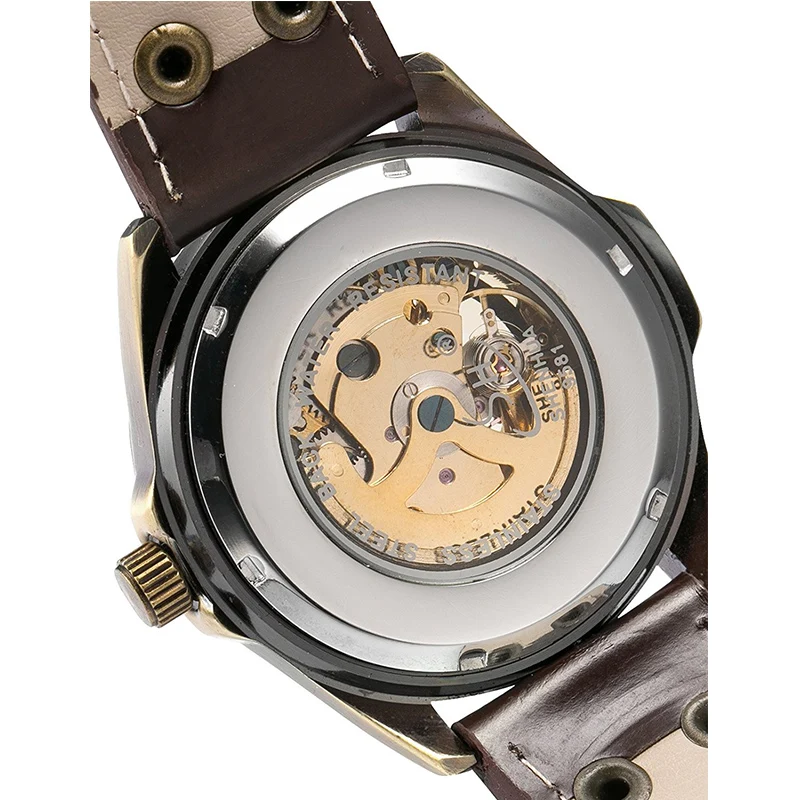 SHENHUA Лидирующий бренд с голубым покрытием винтажные механические часы