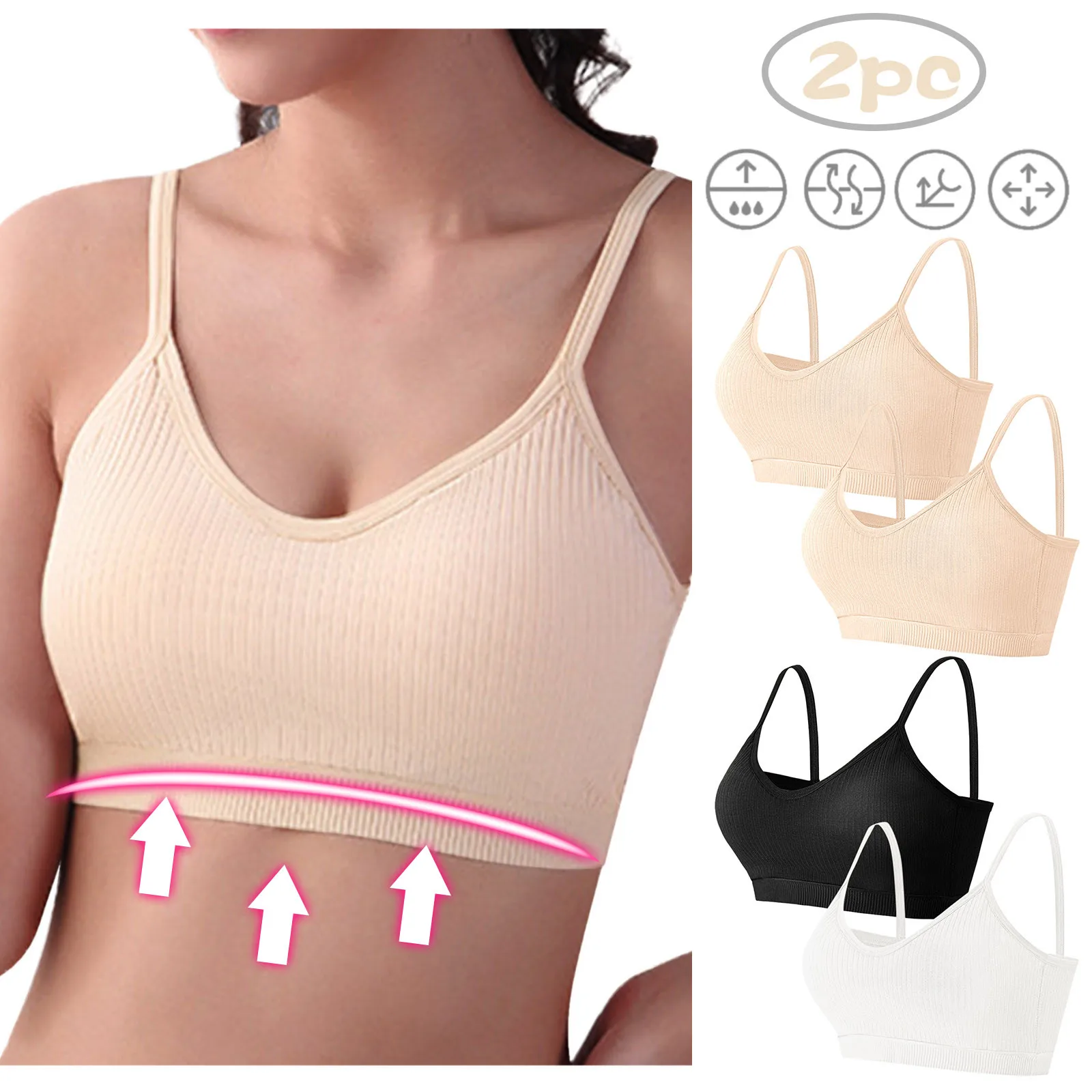 

2pcs Sports Bras Women Girl Underwear Seamless Bra U Type Backless Bra Running Yoga Sport Tops Push Up Sports Bra Wholesale