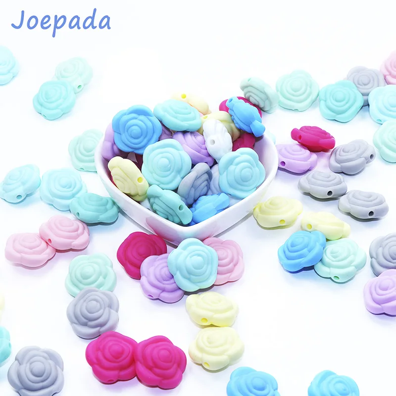 Joepada 100 шт Мини-Роза Мягкий силикон бусы DIY Соска-Подвеска Ожерелье-прорезыватель Игрушка цветок Детский Прорезыватель