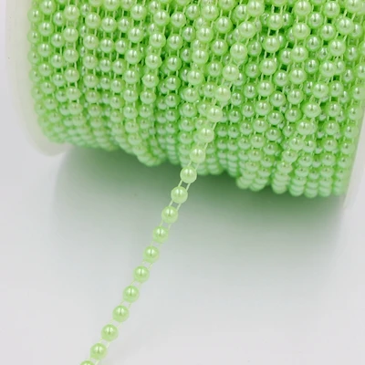 green Размер 4 мм, белый/розовый цвет, 5 м, полукруглый, плоский с одной стороны, имитация ABS жемчужных бусин, цепочка для украшения своими руками - Цвет: green