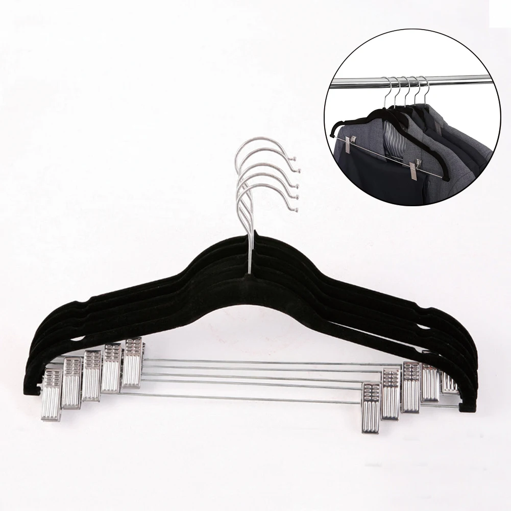

10 Pack Wardrobe Organizer Garment Suit Laundry Clothes Hangers With Clips Drying Rack Multifunction Non-Slip Velvet Closet
