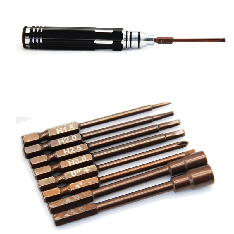 Destornillador de aleaci&oacute;n de acero S2 8 en 1, herramienta hexagonal interior de 1,5mm, 2mm, 2,5mm, 3mm, z&oacute;calo hexagonal de 4mm, 5,5mm, destornillador Phillips ranurado-1