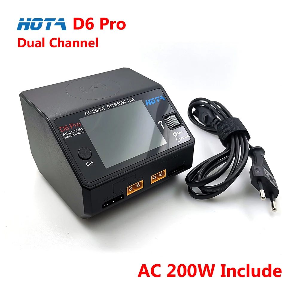 HOTA D6 Pro AC200W DC325W x2 15A 2 6S Двухканальное умное зарядное устройство для Lipo Lion батарея с