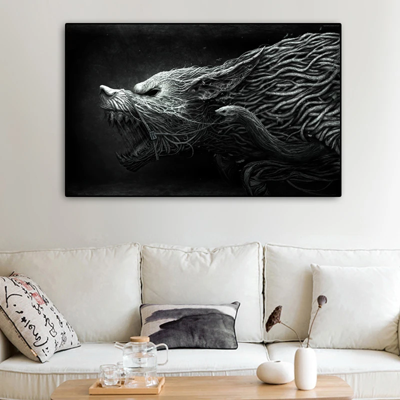 RELIABLI ART Cancas картины абстрактные животные Лев волк постеры и принты квадрат